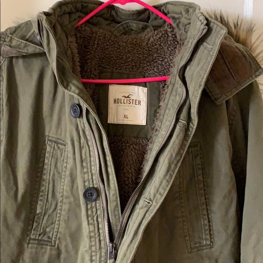 US XL Hollister Co. Army Green Parka Jacket.